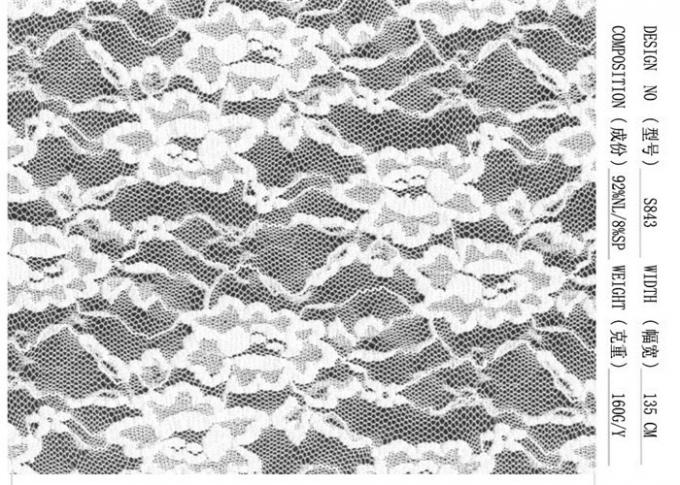 Elastane White Lingerie Lace Fabric Custom Print Garment Accessory