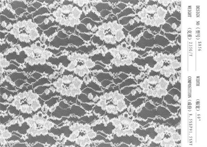 Elastane White Lingerie Lace Fabric Custom Print Garment Accessory