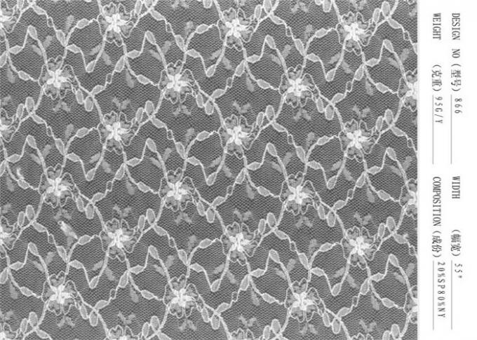 Elastane White Lingerie Lace Fabric Custom Print Garment Accessory