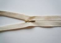 Golden Metal Pull Custom Invisible Separating Zipper , Fabric Background Metal Separating Zipper